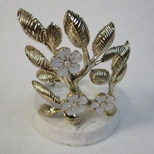 Bath & Body Works Gold Branch White Glitter Flowers Marble Foaming Soap Holder